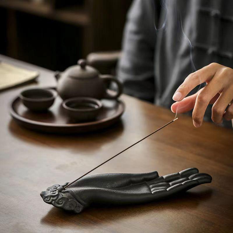 Frog Palm Incense Stick Holder Ceramic Insence Burner Ash Catcher For Aromatherapy/Yoga/Meditation/Home Living Room OfficeDecor 7
