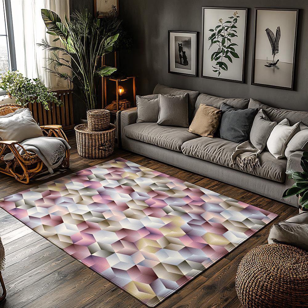 

Геометрический абстрактный ковер Tuniu, пушистый коврик для пола, декор для дома, ковер для гостиной 50cm x 80cm