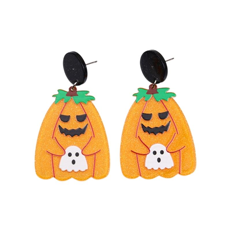 Fashion Dangle Earrings Spirit Pumpkin Skull Flower Drop Earrings Statement Jewelry Halloween Cartoon Acrylic Earrings
