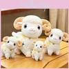Peluche Carino di Pecora con Grandi Corni Giocattolo Animale Cartone Animato Morbido Cuscino Imbottito Per Bambini e Ragazze Regali