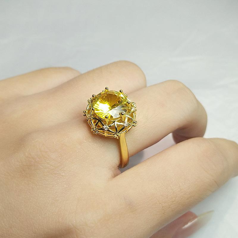 

Seiko Bird S Nest Pomegranate Red Round Ring Women S Retro Premium Sense Inlaid Yellow Zirconium Live Ring opening adjustable