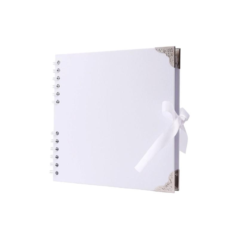 DIY Scrapbook Album 8palcová čtvercová prázdná stránka pro uchování vzpomínek Papír 30 listů Držák na fotografie Kniha vzpomínek s mašlí