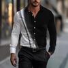 Men's Color Block Stretch Business Casual Long-Sleeved Shirt