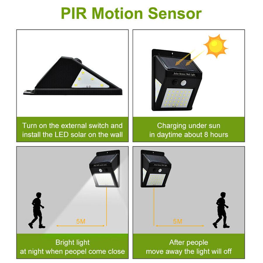 40 LED Solar Wandleuchte Bewegungsmelder Outdoor wasserdicht Straßenlaterne