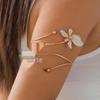 Elegant Gold Enamel Flower Arm Bracelet - Minimalist Design for Women