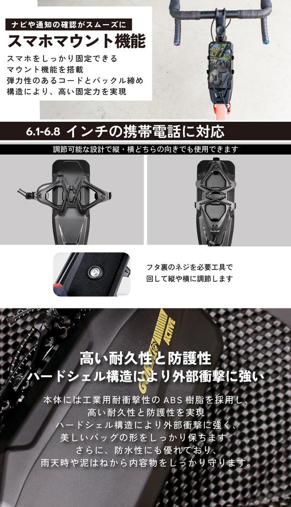 GORIX Top Tube Bag for Road and MTBs with Smartphone Impact and Hard Frame Bag Bicycles, Bikes, Mount, Waterproof, Resistant, (Active T6)