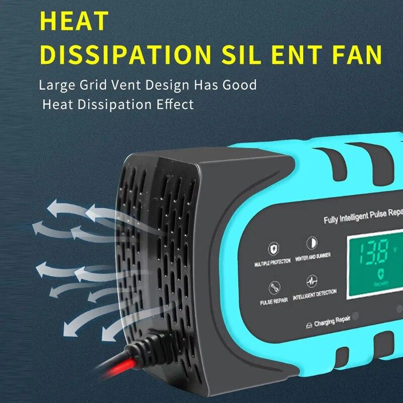 Fully Automatic Battery Charger 12V 10A 180W Digital Display Battery Charger Pulse Repair For Car Motorcycle AGM GEL Wet
