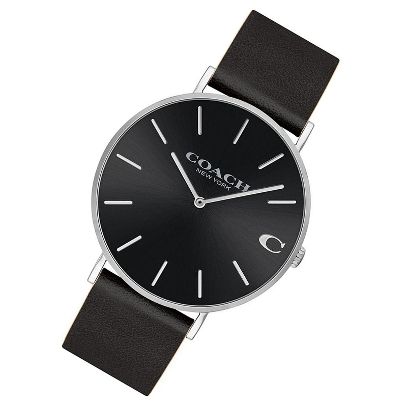 Coach Charles Black Leather Men's Watch 14602149
