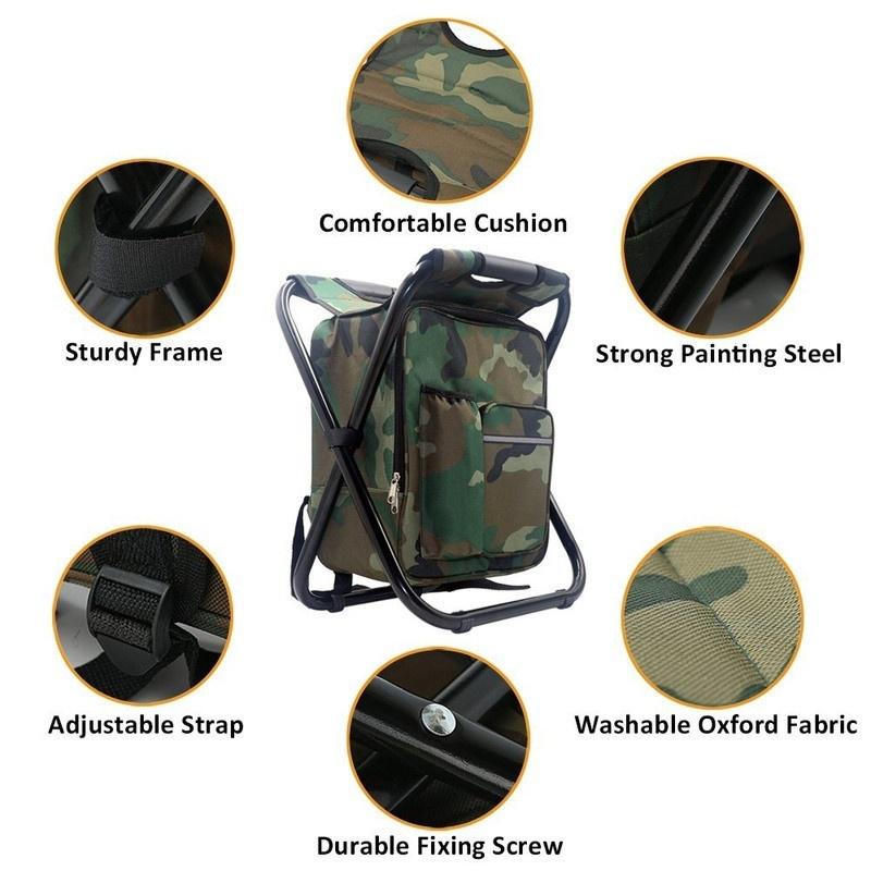 Portable Folding Camping Fishing Chair Insulated Picnic Bag Hiking Camouflage Seat Bag
