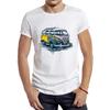 Retro Painted Bus Men and Women Pure Cotton T-shirt Graphic Camping Bus Sports Cloth Retro Classic Car Hipster T-shirt