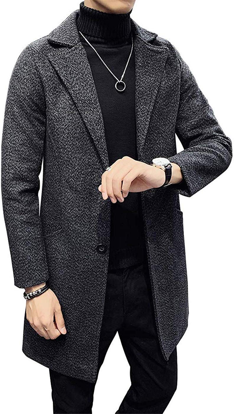 

ZhangSong Длинное пальто Честерфилд для и Холодное Большие размеры Мужское пальто, Деловое, Повседневное, Погодное, Осень/Зима, (Черный, 4XL) чёрный