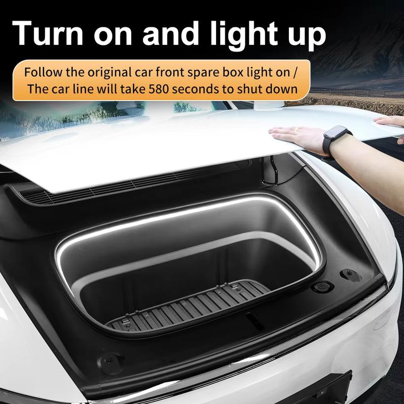 For Tesla Model Y 2025 Front Trunk Light, Magnetic Induction LED Lamp with White Yellow Light, Car Accessories