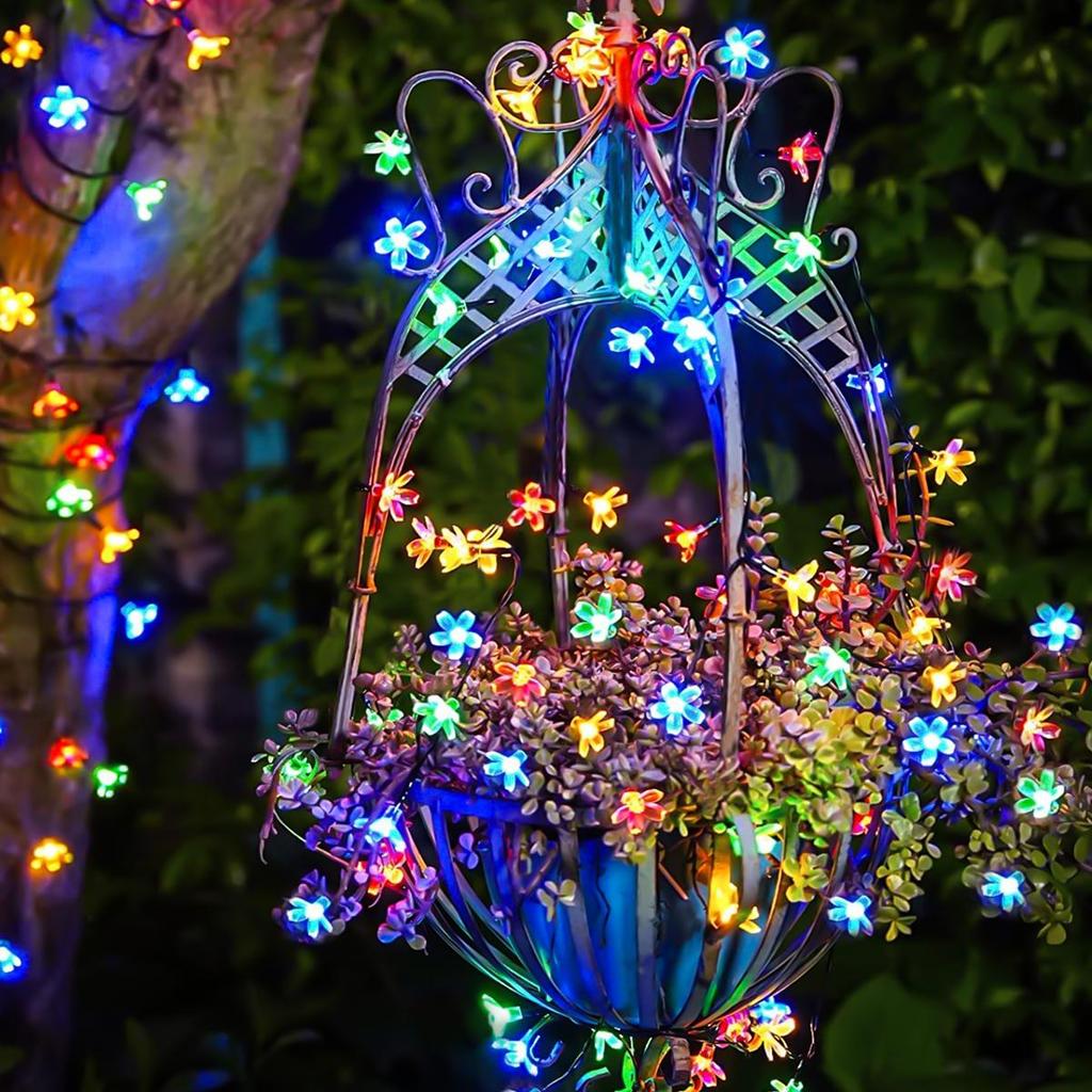 Super Bright Peach Blossom Garland Solar Led Colorful Lights Outdoor Decoration Mtltiple Sizes