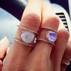 14K Rose Gold Irregular Moonstone Ring with Micro-Inlay