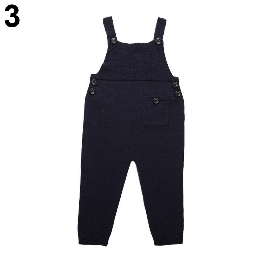 Baby Kids Boys Girls Knit Suspender Trousers Long Bids Pants Jumpsuit Overalls