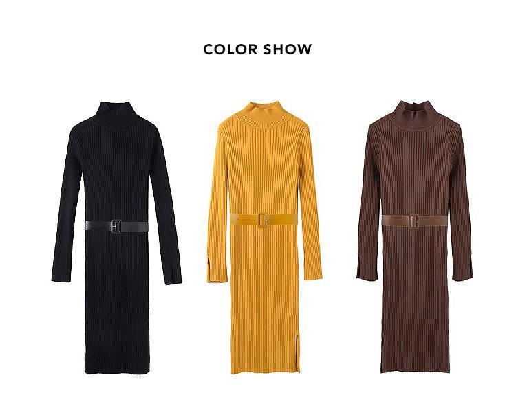 Autumn/Winter 2025 High-Neck Knit Wool Split Dress