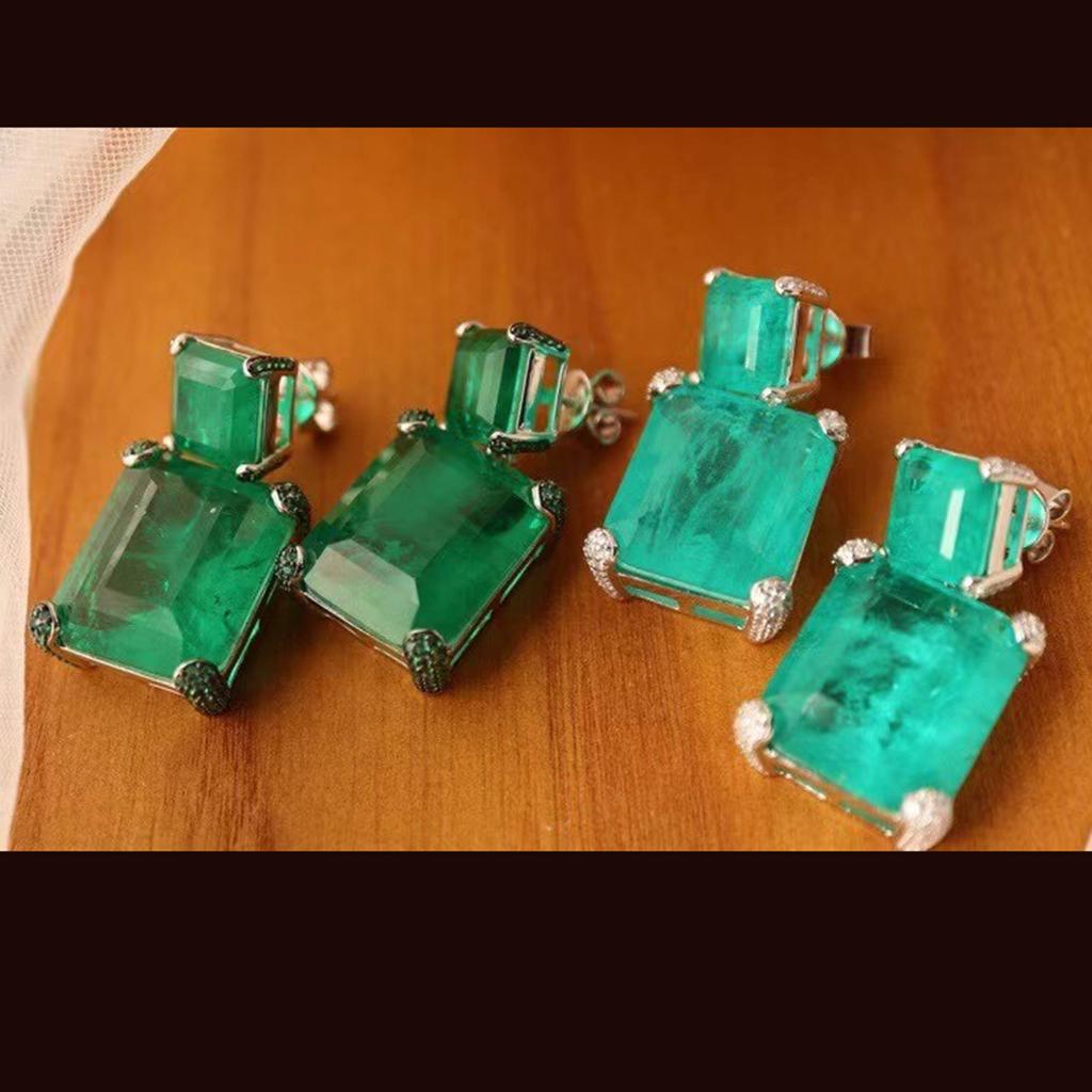 Cheap Beautiful 100 Real 925 Silver Emerald Tourmaline Gemstone Stud