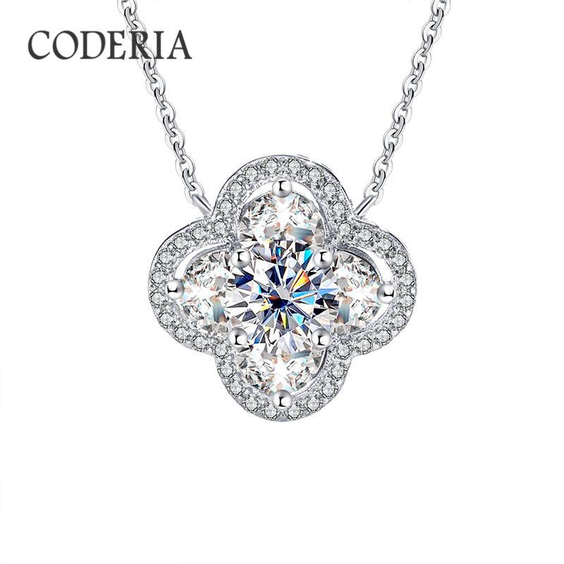 Fashion luxury Moissanite four-leaf clover necklace Women s birthday gift 925 silver diamond necklace Luxury jewelry 1 Carat белый