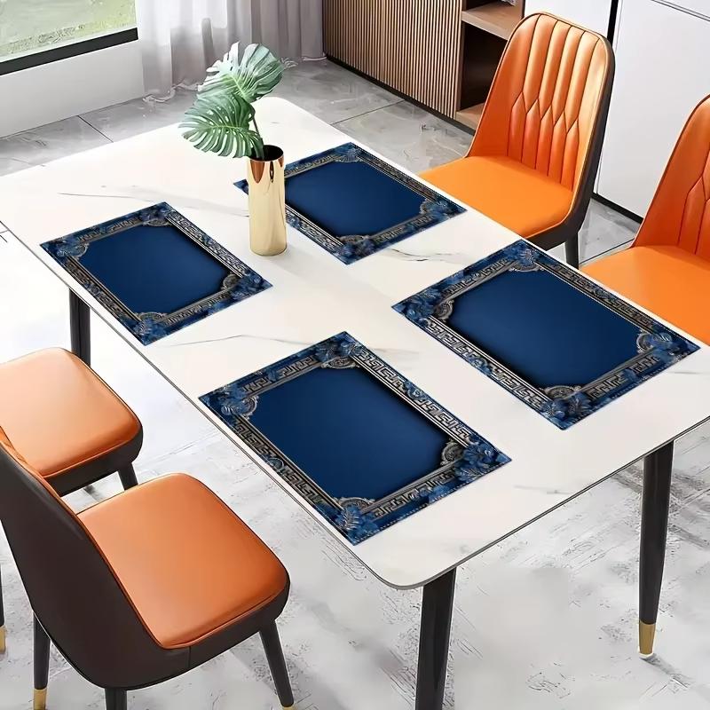 4 Peças Azul Profundo Luxo Leve Jogos Americanos Estilo Moderno e Simples Decoração de Casa Jogos Americanos Decoração de Mesa