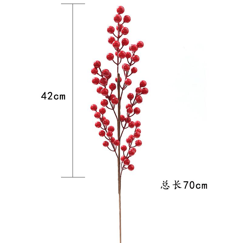 2Pcs Artificial Red Berry Bouquet Stem Fake Plant for Christmas Tree Decoration Home Decor New Year Gift Navidad Party Supplies