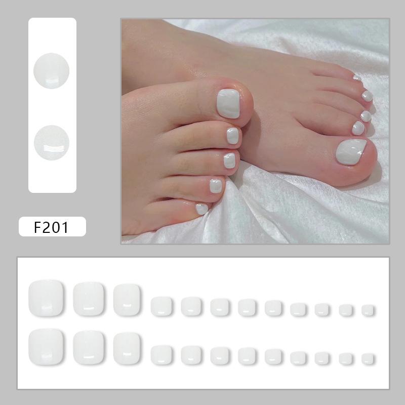 Simple, clean, white, cold jade, fashionable and white, versatile, European and American ins style removable toenails 24 pieces