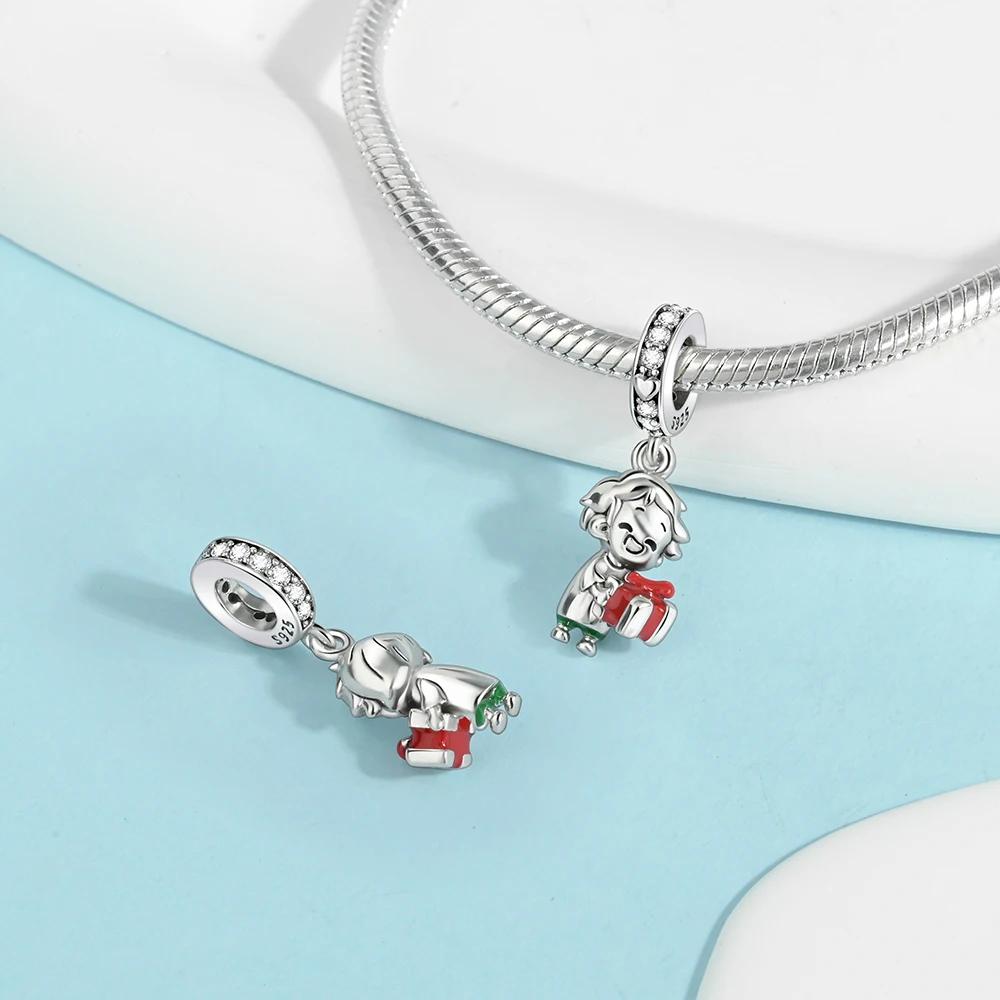 Boys Girls Christmas Gift Box Charm Copper Plated For Charms Copper Plated Original Bracelet For Jewelry Making