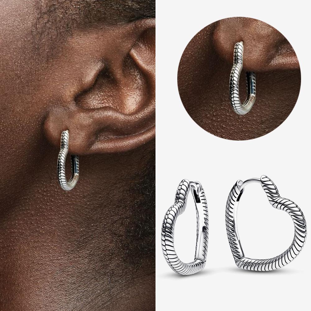 Authentic 925 Silver Cherry Blossom Bow Heart Hoop Stud Drop Earrings plata de ley Jewelry DIY Birthday Gift Original