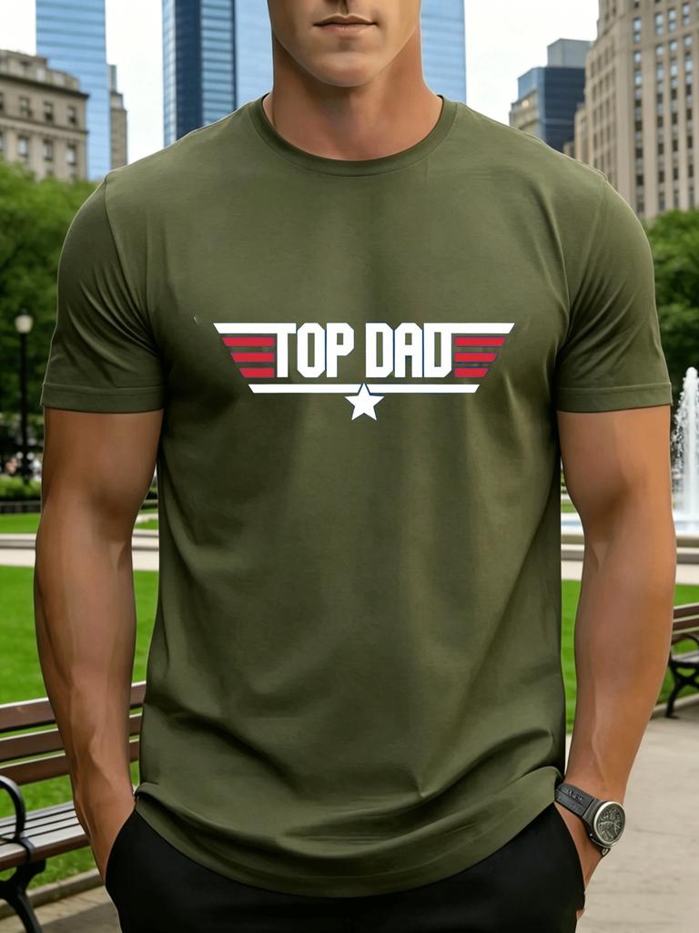 2026 Casual Unisexs Tshirts Clothing Top Dad Print Short Sleeve Tshirts Plus Size Loose Round Neck Short Sleeve Daily Unisexswear