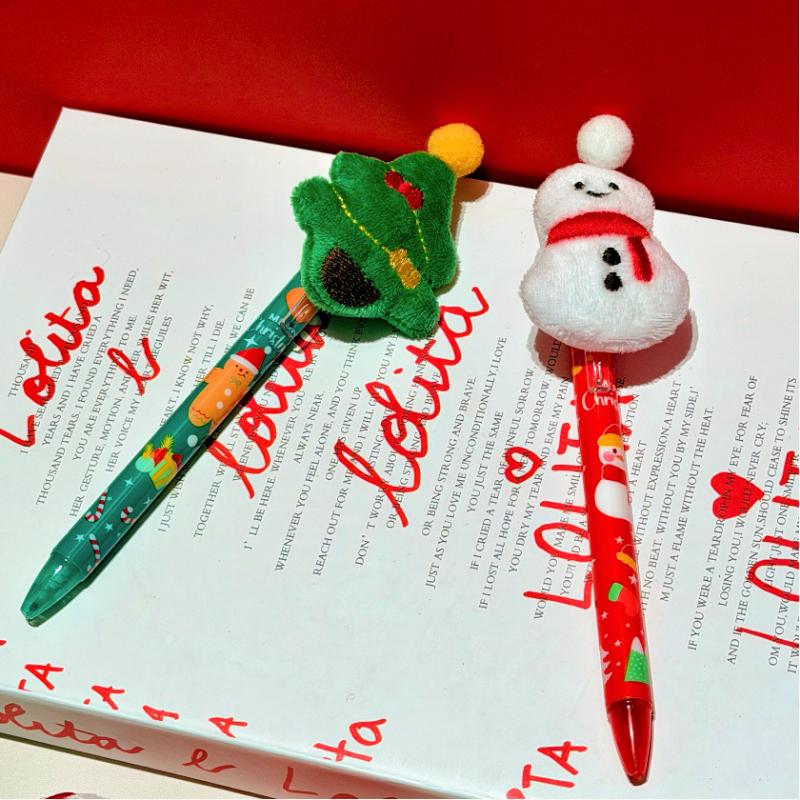 1/3/5 Stück Weihnachten Plüsch Gelstift Cartoon Schneemann Rentier Schwarze Tinte Glatt Schreibender Stift Studenten Schreibwaren Neujahrsgeschenk