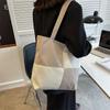 IELGY Fashion All-match Color Contrast Stitching Large Capacity Shoulder Bag Women