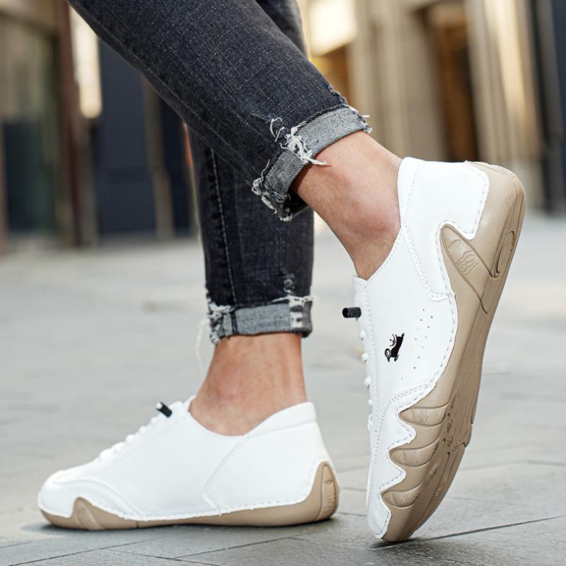 Chaussures de Sport et de Loisirs pour Homme Cuir Blanc Semelle Plate Chaussures de Marche Étudiant Antidérapantes et Légères Chaussures de Tennis Pied Unique
