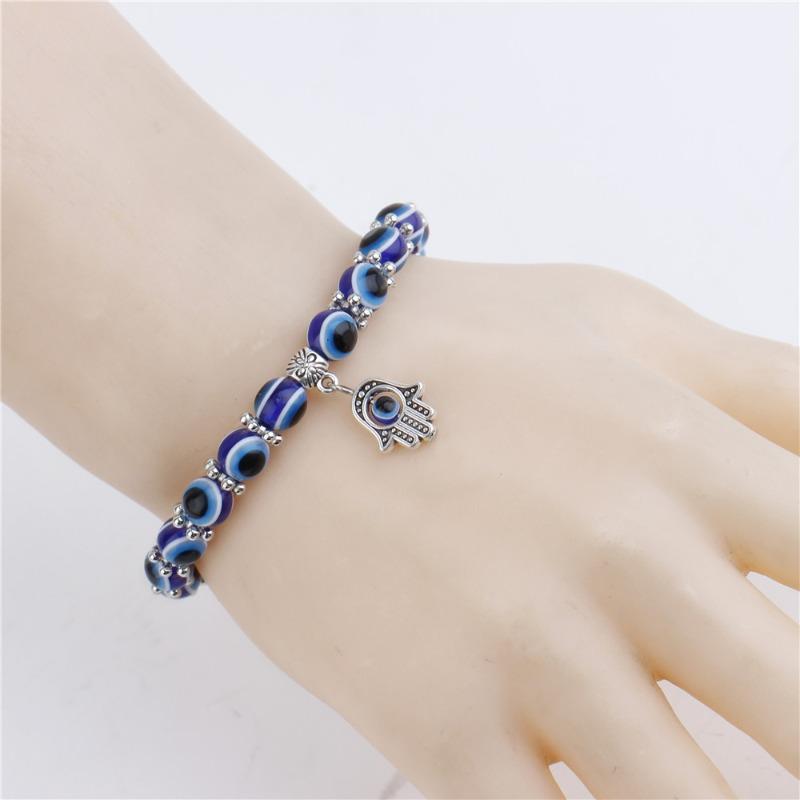 Fashion Turkish Blue Eye Bracelet Fatima Palm Demon Eye Beaded Bracelet