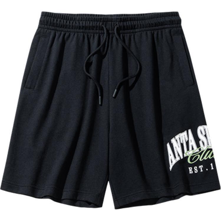 

Anta Американские винтажные свободные дышащие трикотажные повседневные шорты с принтом мужские шорты Basic-черные 152438304-2 S