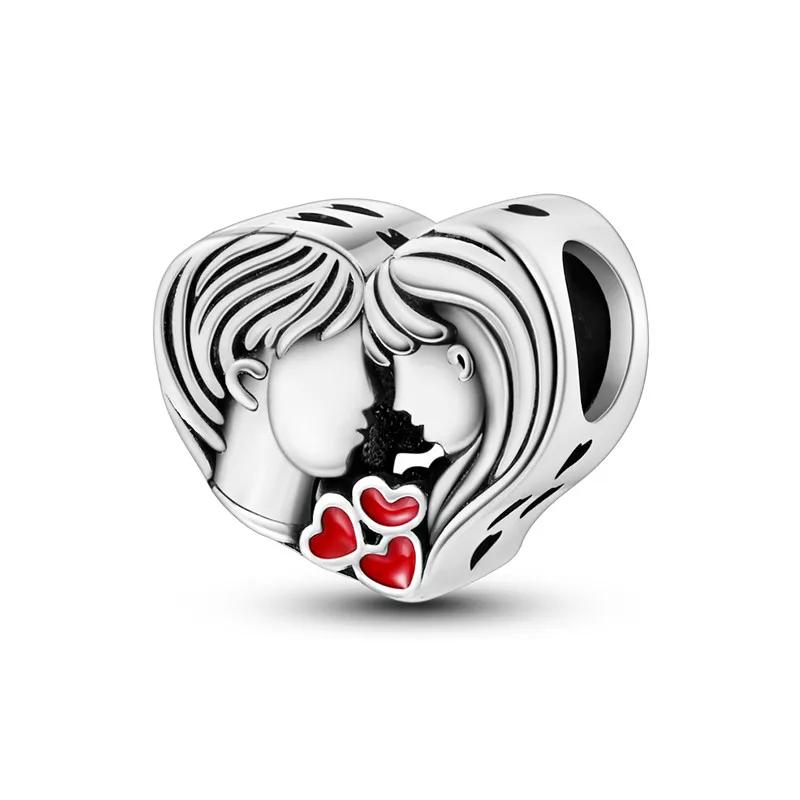 copper Heart Shaped Warm Family Love Mother Pendant Baby Feet Pacifier Charm Bead Charms Bead Charms Compatible With Bracelets Jewellery Gift