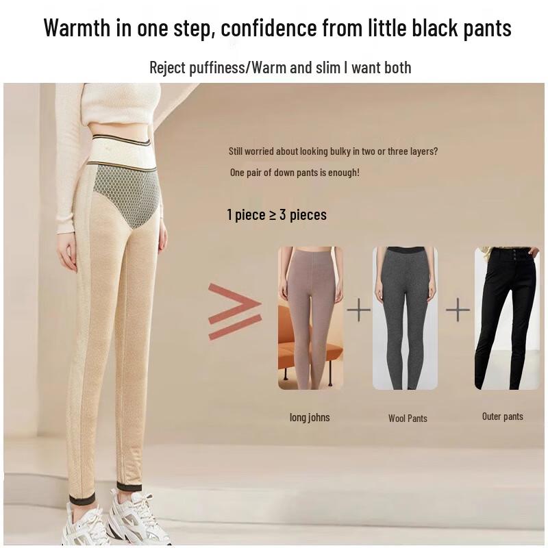 LANGSHA Women's Slimming Goose Down Winter Warm Black Stirrup Pants