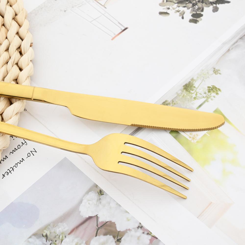 16Pcs Rose Gold Dinnerware Set Knife Fork Coffee Tea Spoon Cutlery Set Stainless Steel Tableware Western Home Kitchen Flatware