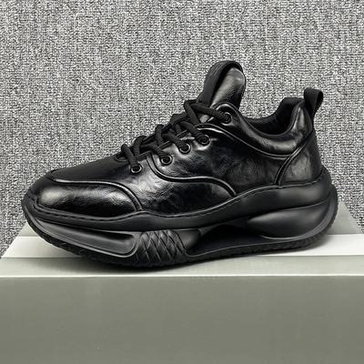 New Designer Men Casual Sport Running Shoes Genuine Leather Chunky Sneakers Street Cool Thick-soled Athletic Shoes