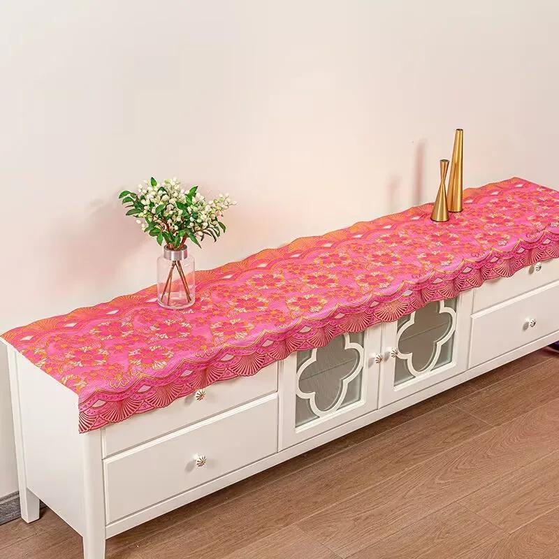 65cm Width TV Cabinet Tablecloth PVC Tablecloth Waterproof Shoe Cabinet Cloth Dressing Table Strip Plastic Dustproof Tablecloth