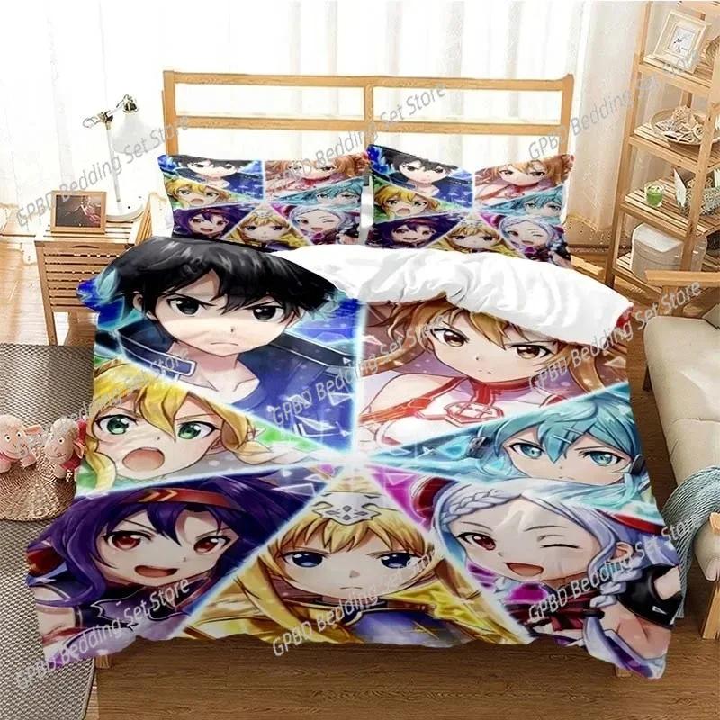 Cartoon Asuna Sword Art Online Bedding Set Single Twin Double Queen King Cal King Size Bed Linen Set