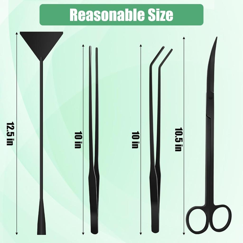 Aquarium Aquascape Werkzeug-Set, 4-in-1 Rostfrei Wasserpflanzen Aquascaping Werkzeug Edelstahl Aquarium Becken Reinigen Fischbecken Aquascape Werkzeug-Sets