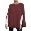 Women Fashion Solid Color Print Loose Hooded  Sleeve Splitter Long Sleeve Top