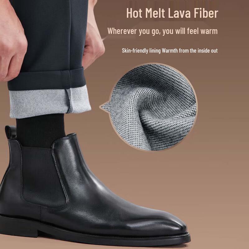 SEPTWOLVES Men's Business Fleece-Lined Casual Pants