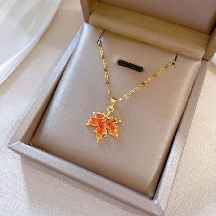 Contemporary Maple Leaf Pendant Necklace for Women Combining Nature's Charm With Modern Fashion Statement Pieces