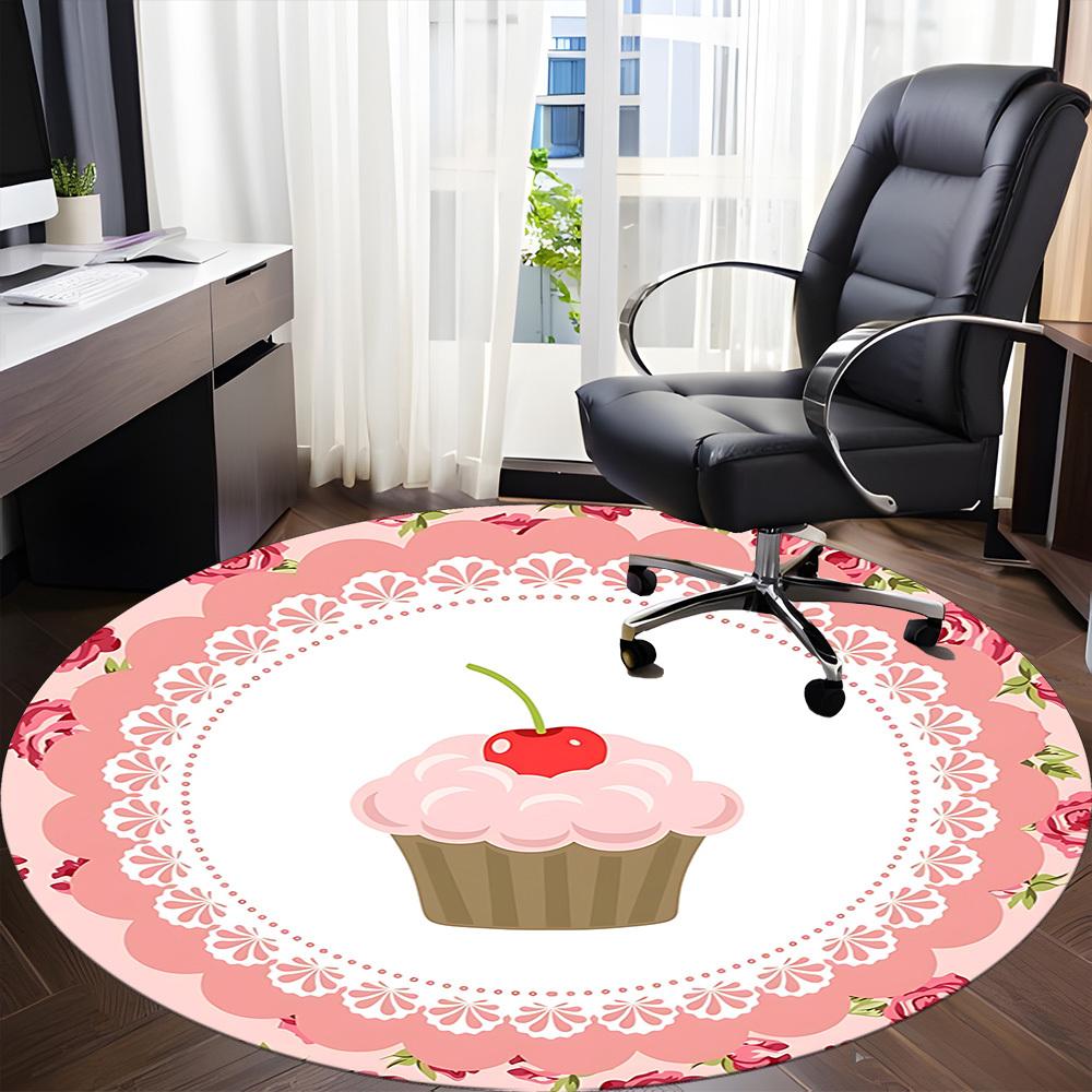 1 Stück Stuhlteppich mit Cupcake-Print für das Büro, weiche Flanell-Wurfmatte, perfekt für Büro, Feiertagsparty-Dekoration Wahl yy251113047