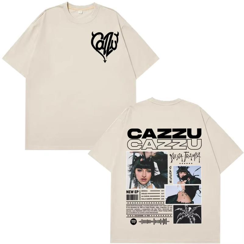 Singer Cazzu Tour 2025 Harajuku Tees Unisex Unisex Fashion Tshirt Summer Casual Hiphop Hipster Cotton Oversized Tshirt Streetwear