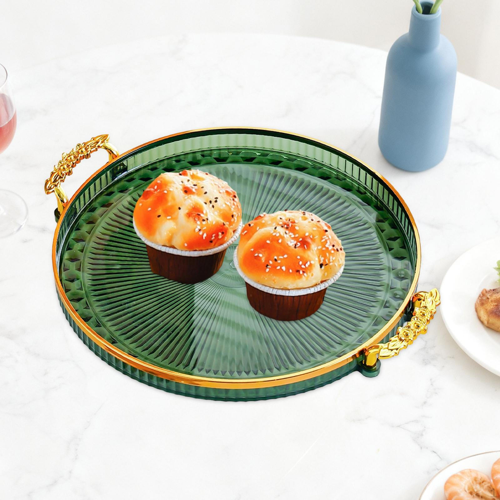 

Round Serving Tray Cake Display Plate Versatile Easy to Clean Durability Fruit Food Storage Green