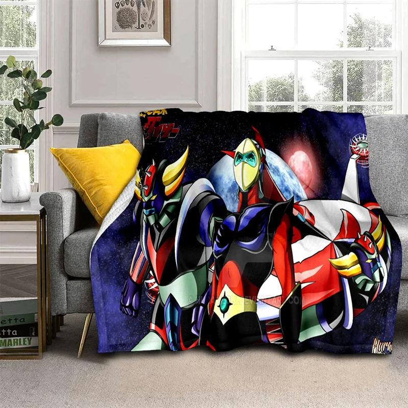 Cartoon UFO Robot Grendizer Anime Blanket,Soft Throw Blanket for Home Bedroom Bed Sofa Picnic Travel Office Cover Blanket Kids