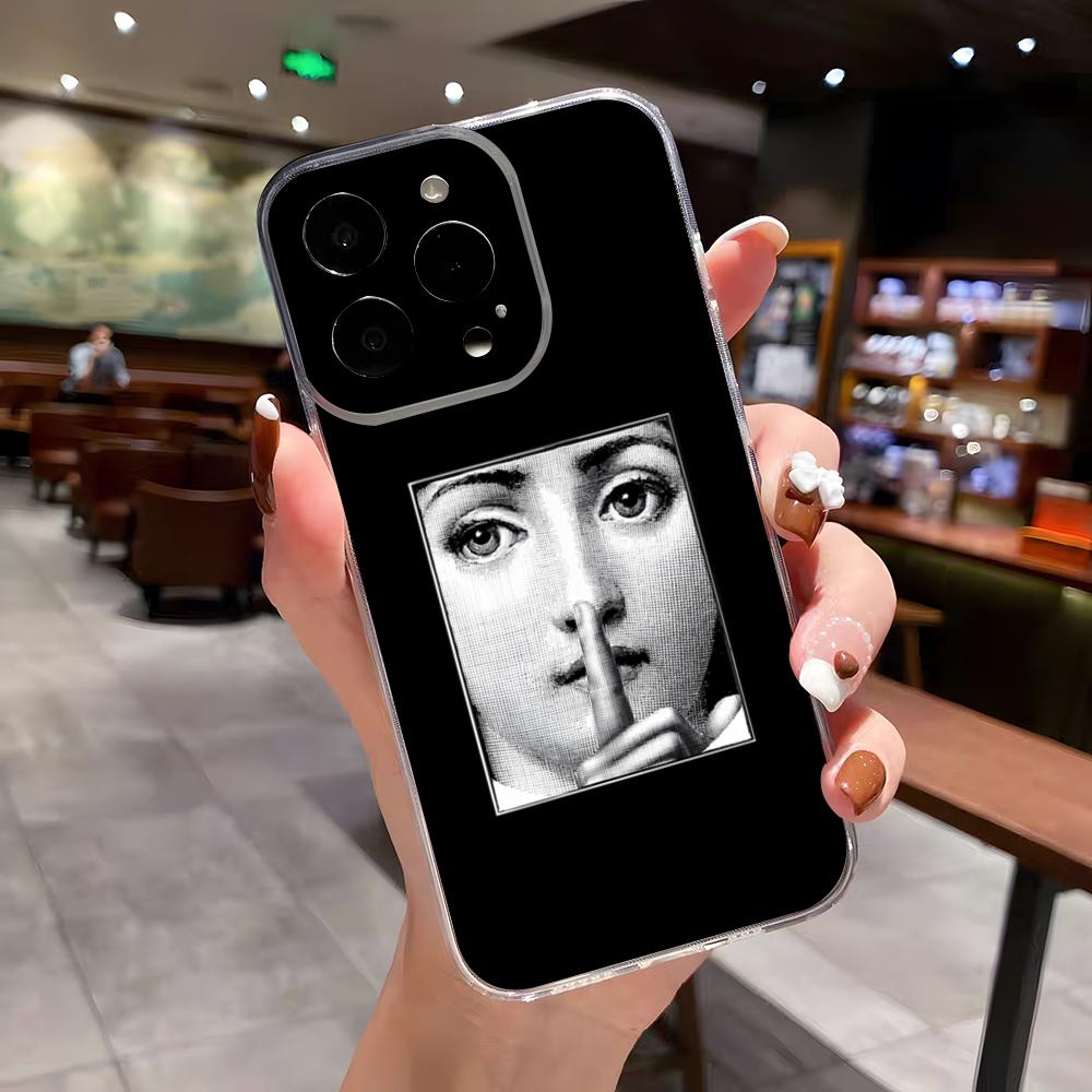 Face Art P-Piero F-Fornasetti Phone Case For IPhone 17 Air 16 E 15 14 13 12 Mini 11 Pro Max Anti Transparent Drop Cover iPhone 16e