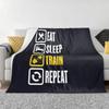 Eat Sleep Train Repeat Gym Motivational Quote Blankets Soft Flannel Throw Blanket Bedspread For Bed Living Room Picnic Travel
