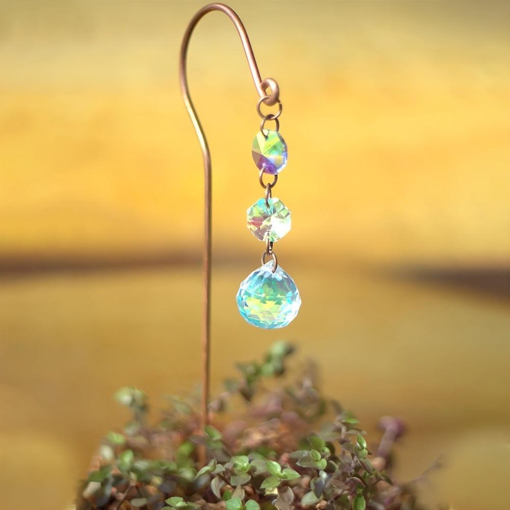 

Reflective Crystal Garden Stake Exquisite Handmade Decorative Plant Stakes Hanging Creative Flower Pot Stake Indoor Plant
